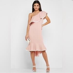 Scuba Crepe Asymmetrical One Shoulder Dress size 2